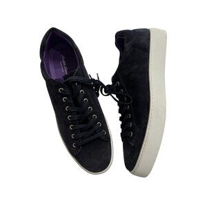 Ralph Lauren Purple Label Severn Calf Suede Sneakers in Black